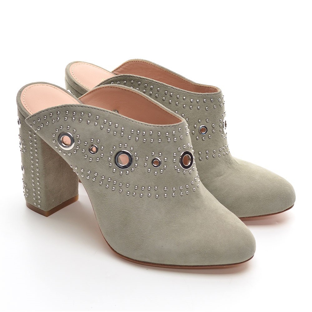 Rachel Zoe Ramona Pumice Suede Mule Eyelet Pump 7 M New
